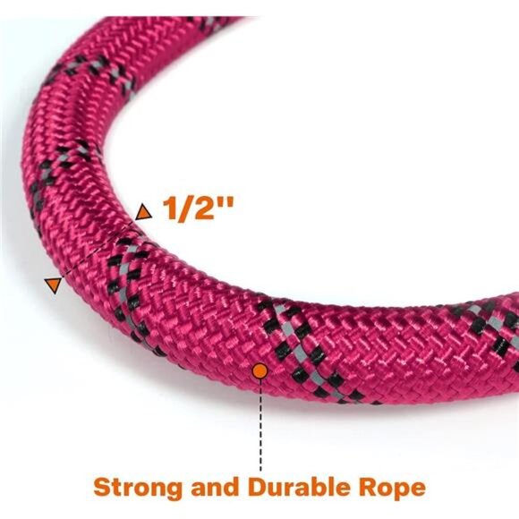 Rope Dog Leash 6 FT with Comfortable Padded Handle, Highly Reflective Threads - Picture 3 of 7